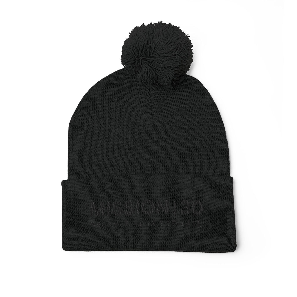 Mission 30 Embroidered Pom-Pom Beanie — "Because 40 Is Too Late" Knit Cap