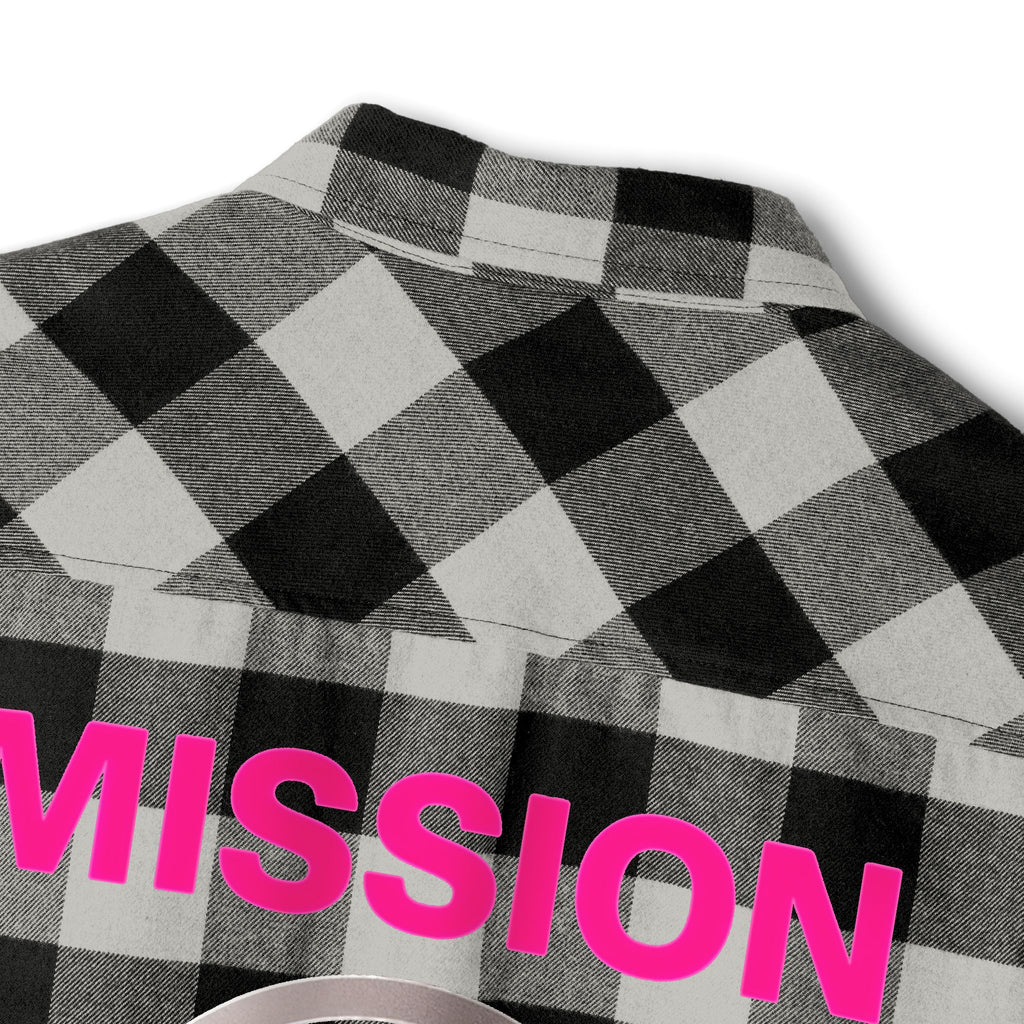 Mission 30 Flannel Shirt — Pink Logo Plaid Button-Up