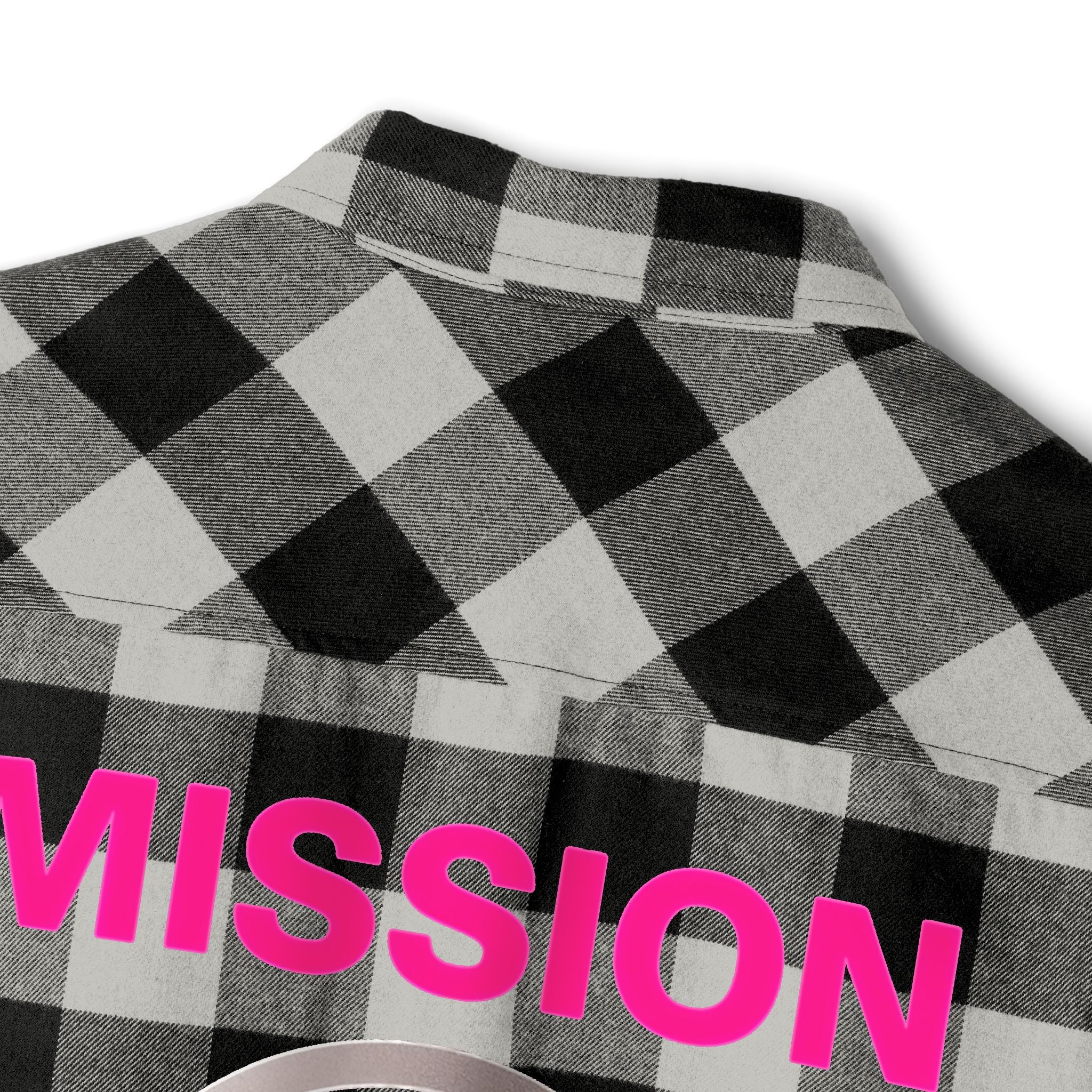 Mission 30 Flannel Shirt — Pink Logo Plaid Button-Up