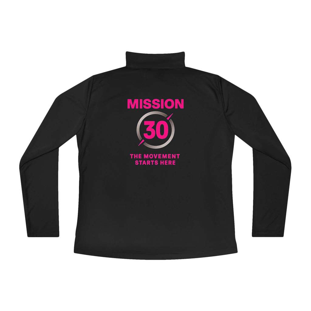 Mission 30 Lightweight Ladies Quarter-Zip Pullover — 'The Movement Starts Here' Women's Fitness Top