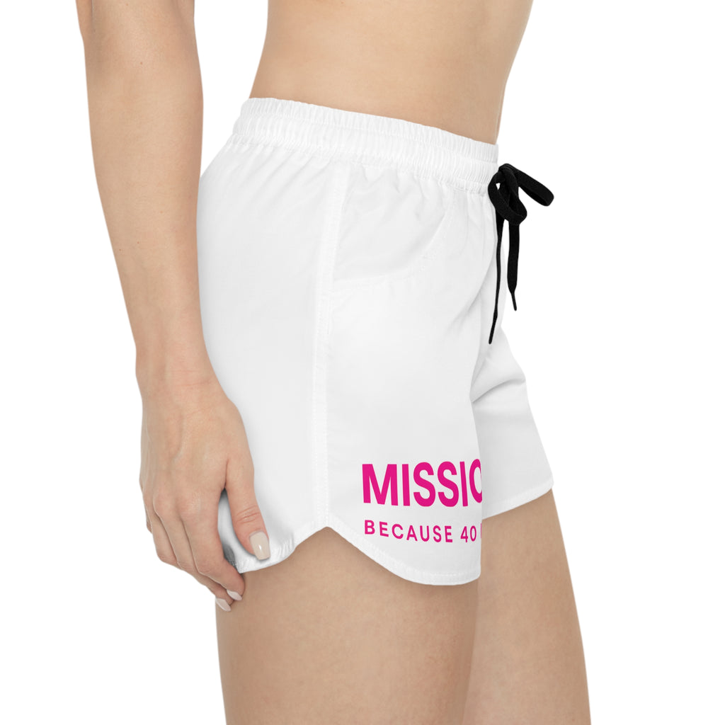 Casual Shorts - "MISSION|30 Because 40 Is Too Late" Pink Graphic