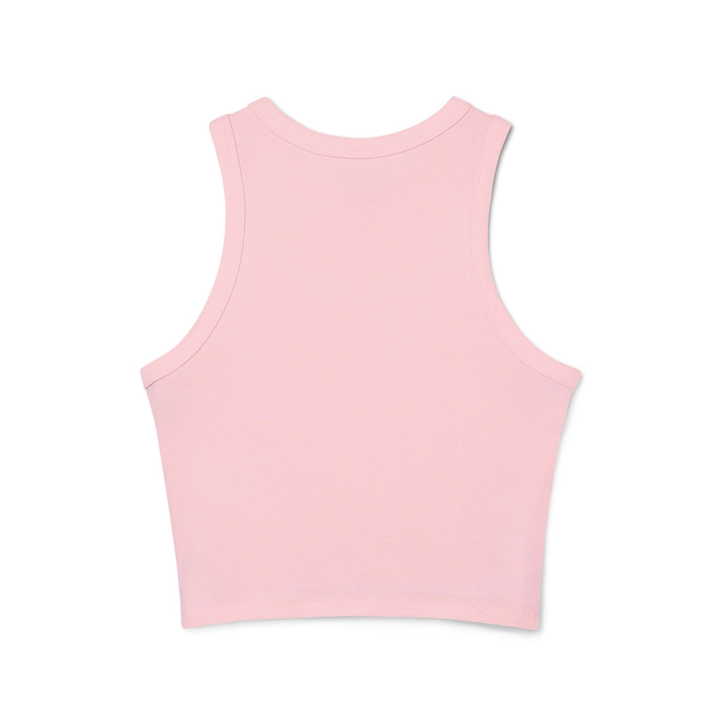 Racer Tank — "MISSION | 30" Pink Graphic Cropped Tank Top