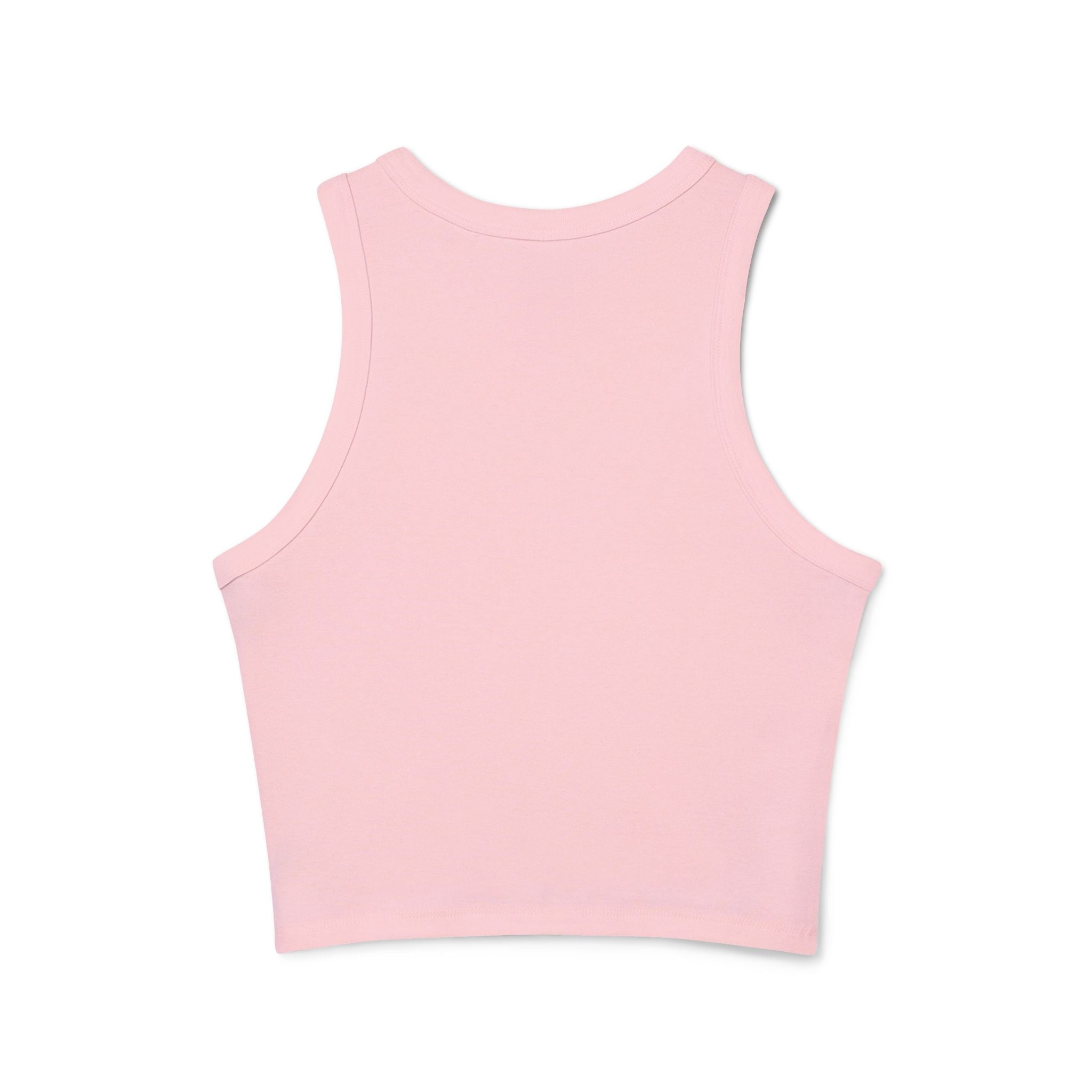 Racer Tank — "MISSION | 30" Pink Graphic Cropped Tank Top