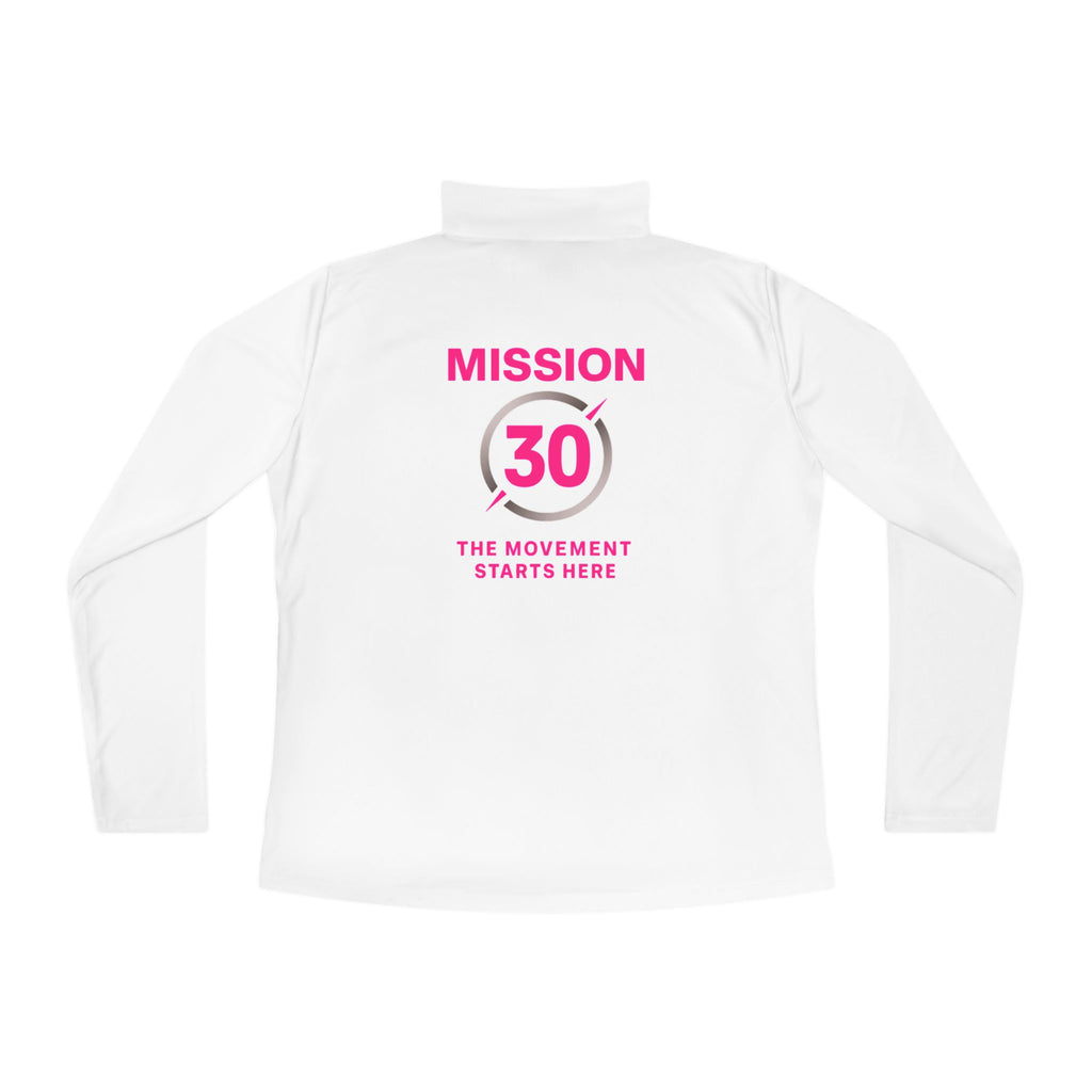 Mission 30 Lightweight Ladies Quarter-Zip Pullover — 'The Movement Starts Here' Women's Fitness Top