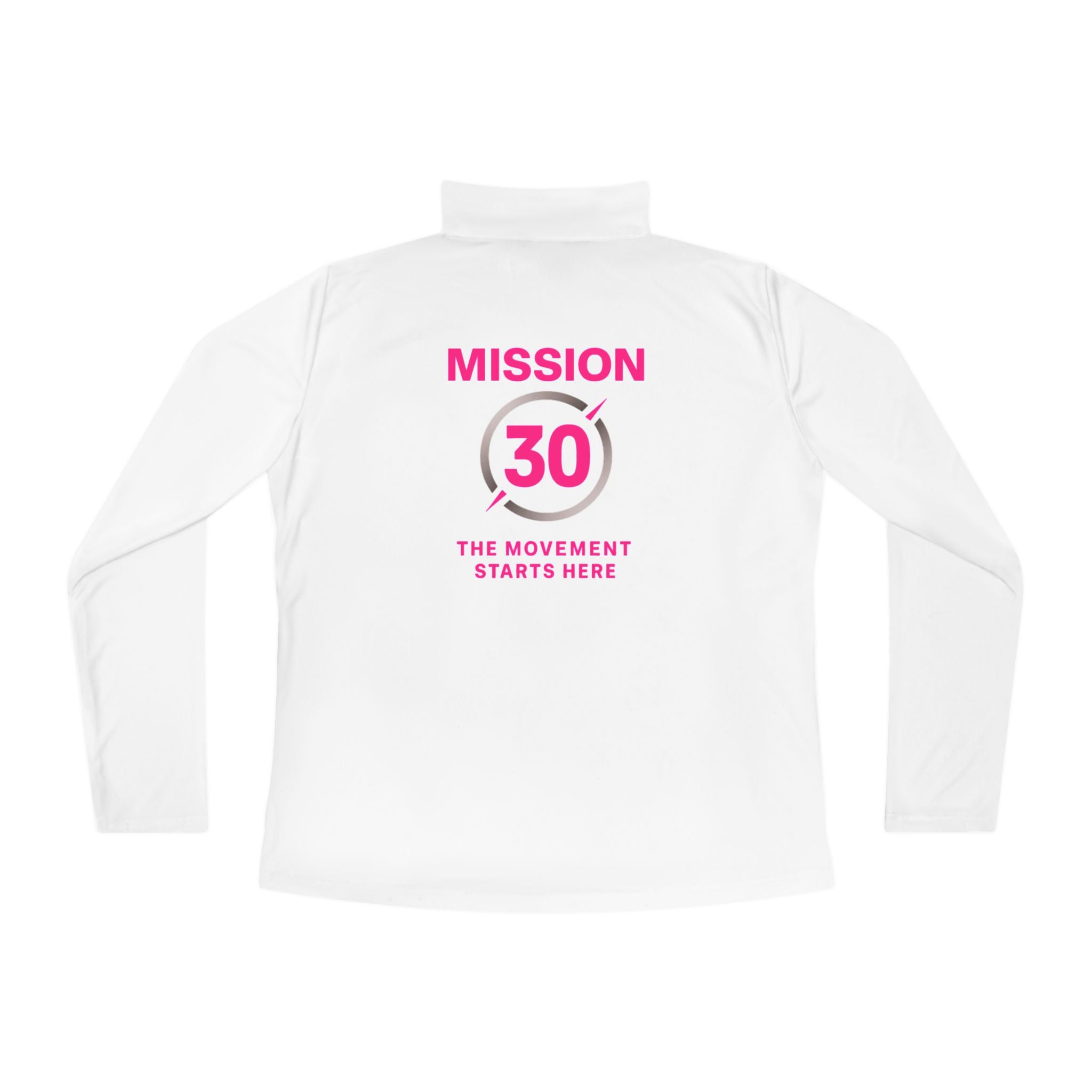 Mission 30 Lightweight Ladies Quarter-Zip Pullover — 'The Movement Starts Here' Women's Fitness Top